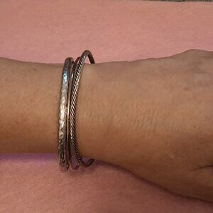 Bangle Bracelets -- Open Ended -- Set of 3 -- Open Loop -- Silver Tone